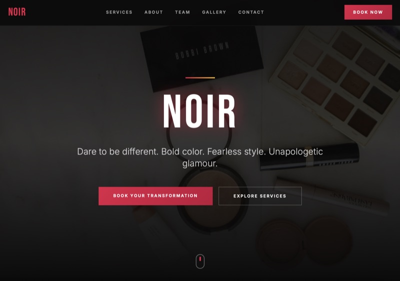 Salon website example